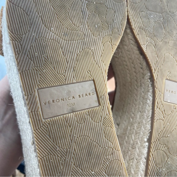 Veronica Beard Gianna Raffia espadrilles platform Sandals Sz 10 caramel leather - Picture 6 of 9